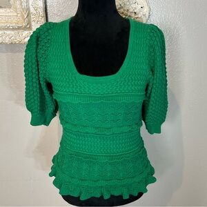 Boston Proper Emerald Green Textured Knit Top